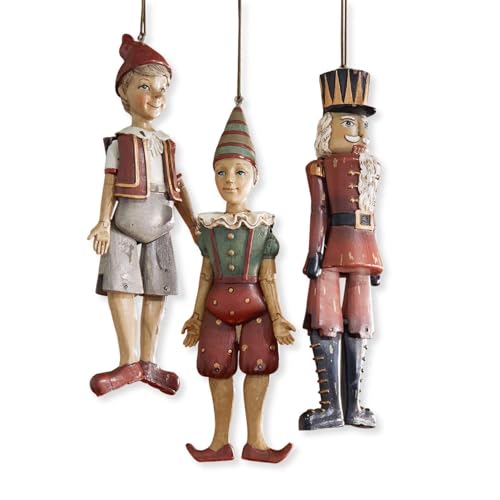 Loberon Figur Set Udine - Weihnachtsdeko Für Baum & Fenster - Harlekin, Nussknacker & Junge mit Mütze - Aus Polyresin - Handbemalt - 3 Figuren
