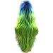 Melody Blue to Green Yellow 3T Ombre Wigs Natural Silky Straight Synthetic Lace Front Wigs for Women Heat Resistant Fiber Hair 24 inch