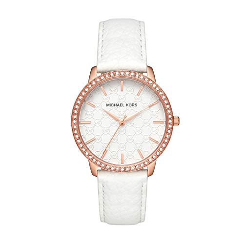 Michael Kors Women's Lady Nini Stainless Steel Quartz Watch with Leather Strap, White