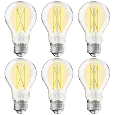 VOLIVO 6 Pack A19 Vintage LED Edison Bulbs, Dimmable, 60W Equivalent, High Brightness 5000K Daylight, Ultra-Bright, 8W E26 Standard Base, CRI80+, 800Lumens, Clear Glass Filament Bulb for Home