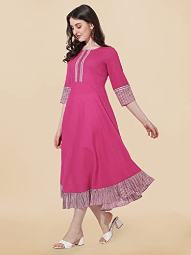 Image of MIRCHI FASHION Women's Straight Fit Rayon Sequins Embroidered and Polka Dots Printed Kurti Only
