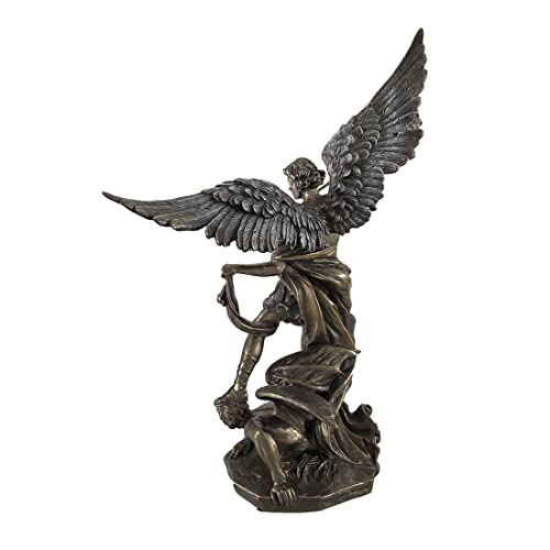 Estatua de San Miguel 10 pulgadas acabado bronce resina miniatura 3