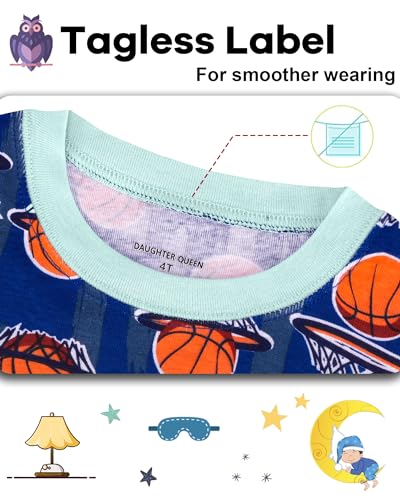 Image of DAUGHTER QUEEN Boys Pajamas 4 Pieces Long Set 100% Cotton Sleepwear Size 18 Months-12 Years