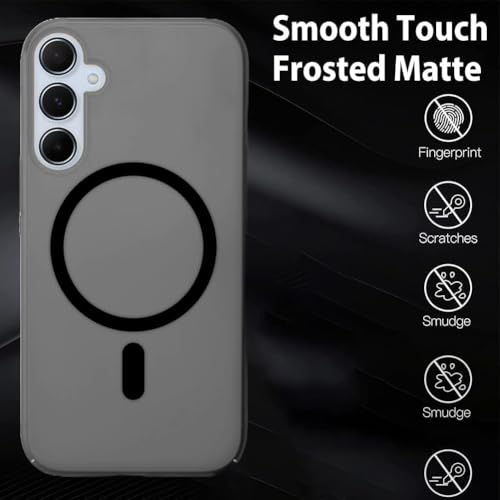 Image of SHINESTAR Back Cover for Samsung Galaxy A55 5G | Frosted Semi-Transparent Slim Case | Only Compatible with Wireless Magnetic Accessories | Hard Back, Matte Finish - Black