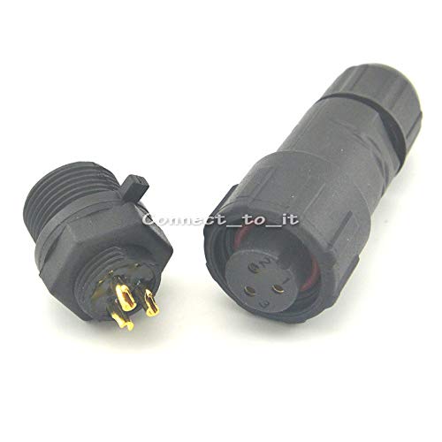 (10 Sets/lot) IP68 Waterproof Connector 3pin Contacts Panel Type Adapter