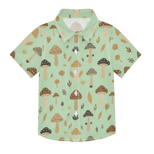 Chemise manches courtes pour enfants linqin à motifs champignons vert clair