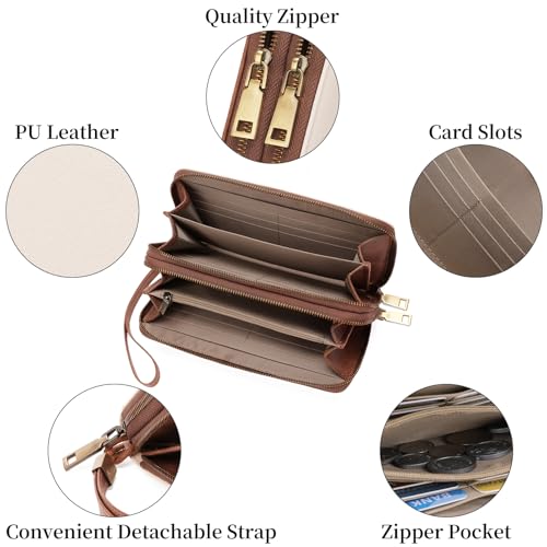 Image of FALAN MULE Wallets for Women Trifold Wristlet Wallets Large Capacity RFID Blocking Ladies Purse Credit Card Holder