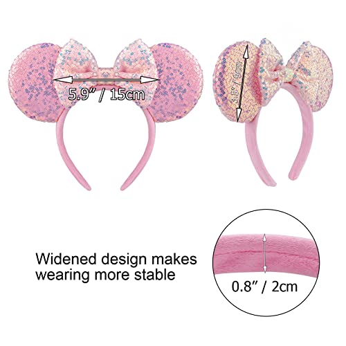 Image of DRESHOW 2 Pack Mouse Ears Bow Headbands Glitter Party Decoration Cosplay Costume for Women