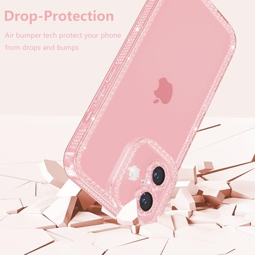 Coque paillettes iPhone 16 Plus rose transparente protection TPU - 5