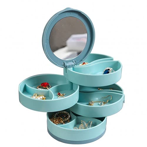 FASELE ジュエリーボックス アクセサリーケース アクセサリートレー 4段 大容量 ジュエリー収納 ケース ミラー付き 鏡 360°回転 仕分け設計 家庭収納 仕事用小物収納 プレゼント ギフト