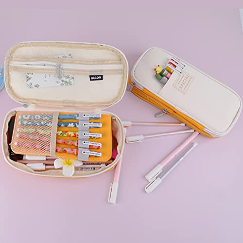 Isuperb Foldable Pencil Case Zipper Big Capacity Canvas Pencil Pouch Stationery Organizers Pen Bag Compartments Cosmetic Makeup Bags For Women #TOP1