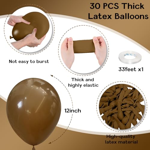 Image of Jobkoo Brown Balloons - 30 Pcs 12 Inch Coffee Chocolate Brown Latex Balloons for Birthday, Wedding, Baby Shower & Party Decorations