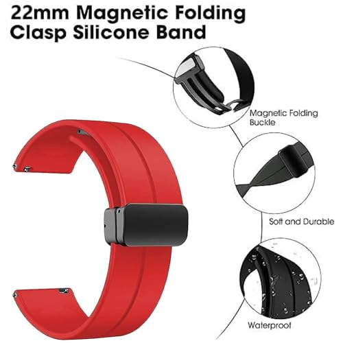 Image of LORENZ Silicone 22mm Replacement Watch Strap with Adjustable Magnetic Lock Feature