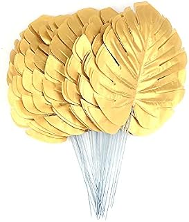 Shiwaki 20 Pcs Golden Palm Leaves Artificial Tropical Palm Leaves for Hawaiian Luau Party Decoration Home decoration