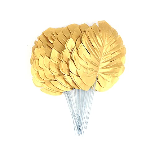 Shiwaki 20 pièces Feuilles de Palmier doré Feuilles de Palmier Tropical artificielles pour hawaïen Luau décoration de fête décoration de la Maison Cover