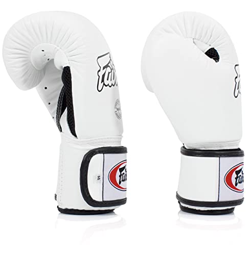 Fairtex Muay Thai Boxing Gloves. Bgv1-Br Breathable Gloves. Training, Sparring Gloves For Boxing, Kick Boxing, Mma (White, 4Oz) #TOP4