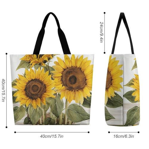Fashionable Reusable Women's Shoulder Tote Bag Alluring Sunflowers Summer Printed with Unique Heat Transfer Print, Eco-Friendly Durable Polyester for Grocery, Travel & Gifts2