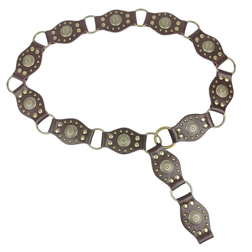 Ethnic Adult Waist Belt With Carved Flower Rivets Waistband PU Waist Belts For Women Skirt Waist Belt