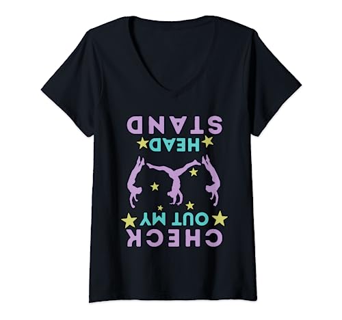 Mujer Check Out My Handstand Funny Cartwheel Gymnastics Camiseta Cuello V