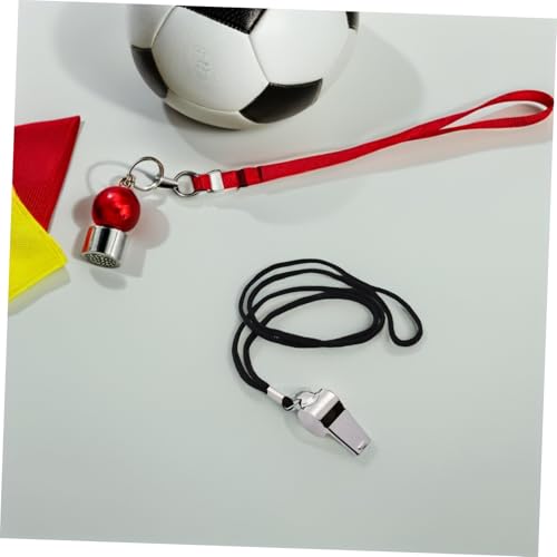 Silbatos metálicos de acero inoxidable con cordón 6 pcs miniatura 4