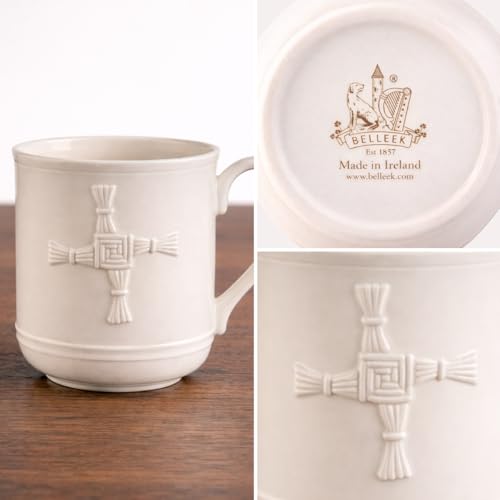 Taza Belleek Classic St. Brigid's Cross 355 ml porcelana miniatura 5