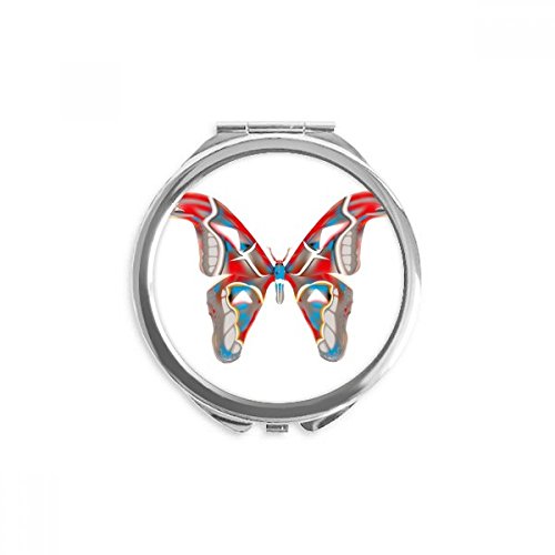Miroir de maquillage papillon 3d rouge et bleu pour sac