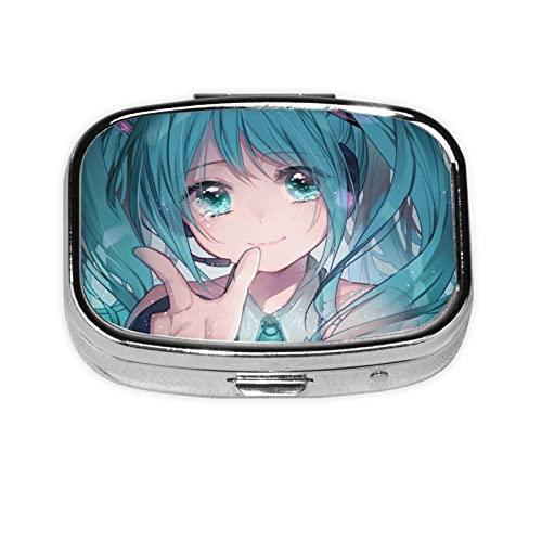 初音 ミク ピルケース 薬ケース 2段分割 長方形 ケース 薬入れ 錠剤ケース 習慣薬箱 サプリメントケース サプリケース 軽量 耐久性 飲み忘れ防止 携帯型 コンパクト