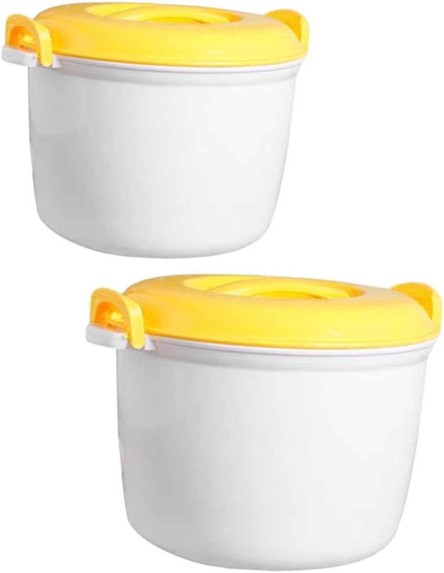 PRETYZOOM 2pcs Microwave Rice Cooker Set Portable Multi-functional Steamer for Rice Oatmeal and Soups for Home Office and Dorm Use Easy to Carry and Store