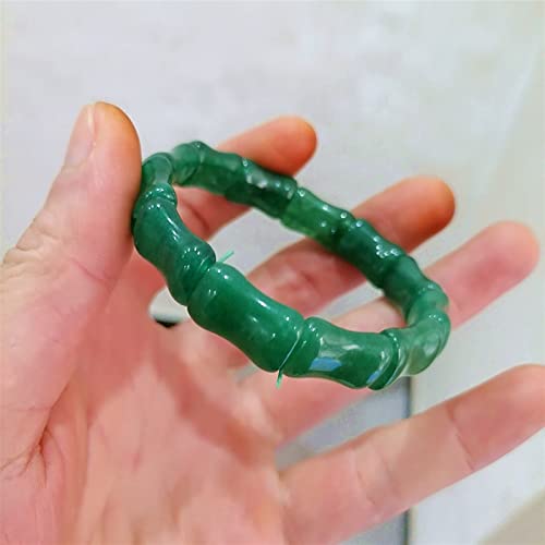 Pulsera de jade de bambú natural tallada a mano joyería fina verde 3