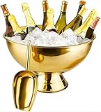 Mipau Large Champagne Bowl,12L Champagne Bowl Ice-Bucket with Scoop Stainless Steel Large Wine Bucket Big Ice Bucket for Parties Wine Beer Home Bar Celebrations,16in