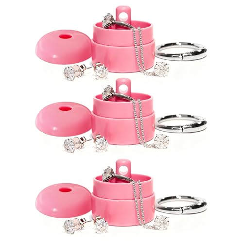 3 Pack Pink Travel Jewelry Box, Storage Container for Rings,