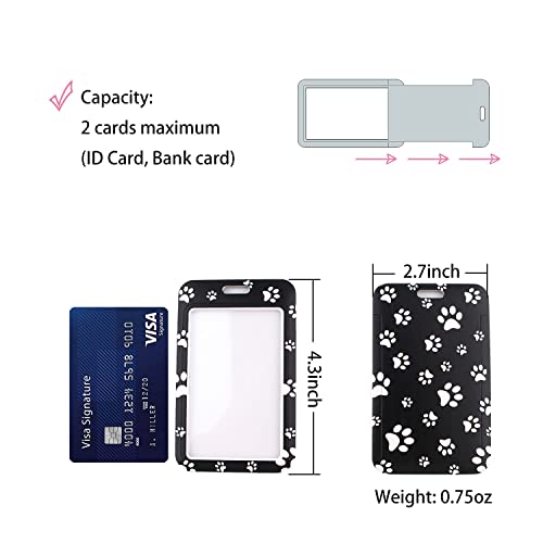 Cute Id Badge Holder With Paw Print Designed Fabric Strap Neck Lanyard For Men Women (Hard Case) #TOP2