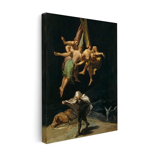 Image of Poster Master Vintage Witchcraft Canvas - Witches' Flight Painting Print - Occult & Magical Ritual Art - Gift for Men, Women - Gothic Wall Decor for Bedroom, Living Room - Available in 8x10 to 30x40
