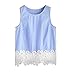 Produktbild OYSOHE Damen Baumwollweste, Neueste Frauen Streifen O-Ansatz Beiläufiges Sleeveless Crop Top Weste Tank Shirt Bluse Cami Top (S, Blau)