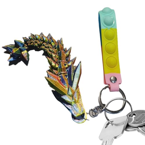Llavero de dragón de cristal | Llavero chino de dragón impreso, colgantes del año del dragón para hombres y mujeres, llavero de estatua de dragón chino para coche, bolso de mano, mochila, A2 rojo,