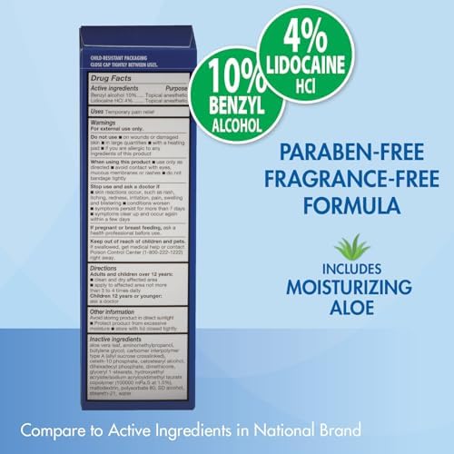 HealthWise Lidocaine Plus+ Cream | Numbs Away Pain | | Non-Greasy | 3.0 Oz | 4% OTC Lidocaine + 10% Benzyl Alcohol | Topical Anesthetic - 2