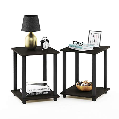 Furinno Simplistic Set Of 2 End Table, Espresso/Black #TOP4