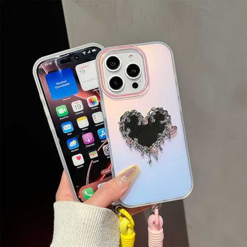 Coque iPhone 16 Pro Max jaune avec miroir pour se maquiller en soirée
