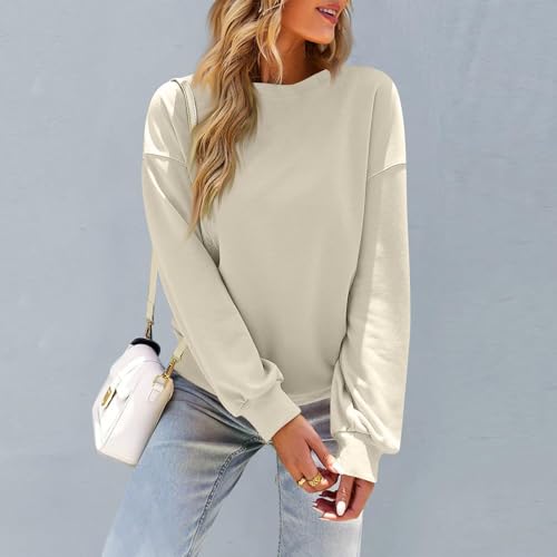 Image of Women Crew Neck Sweatshirts Fall Casual Oversized Sweat Shirts Long Sleeve Cute Preppy Sweatshirt Comfort Pullover