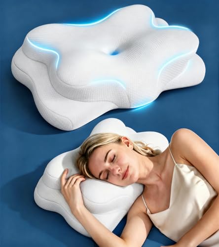 Osteo Zoned Contour Cervical Neck Pillow for Deeper Pain Relief Sleep, Q-max 3X Cooling Pillow with...
