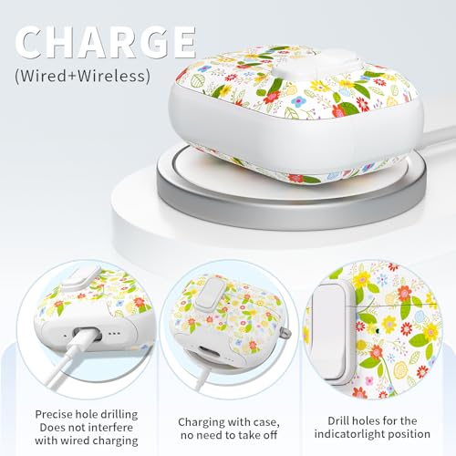 Image of for AirPods Pro 3 Case with Lock & Phone Stand,Cute Floral Pattern Style | PC & TPU Dual Layer Protective Cover with Keychain & Cleaner Pen for Apple AirPod Pro 3rd Generation Women (Coreopsis)
