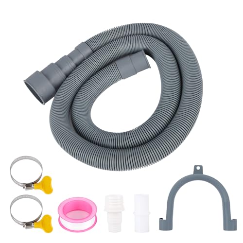 Ablaufschlauch-Verlängerungsset, 1M/1.5M/2M/2.5M/3M/4M/5M, Universal Geschirrspülerschlauch, inklusive Schlauchverbinder und Schlauchschellen, für Geschirrspüler (1M)
