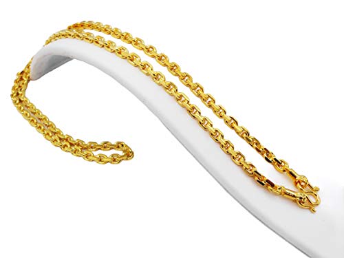arrawana77 Classic Chain 22k 23k 24k Thai Baht Gold Plated Necklace 25 Inch 5 mm Jewelry For Women Men's