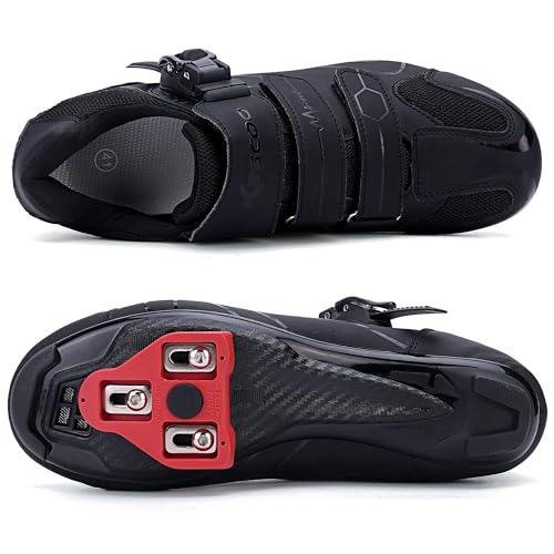 Unisex Cycling Shoes Compatible with pelaton Indoor Road Bike Riding Shoes for Men and Women Delta Cleats Clip Outdoor Pedal, (All Black, M5.5)