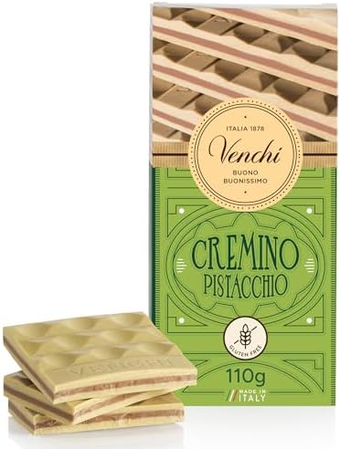 Venchi - Cremino Bar Pistachio, Milk and White Chocolate with Pistachio Paste, 24,25 lb, Gluten Free, Dye-free and Preservative-Free