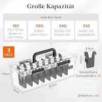 Lifewit Sammelkarten Box für Toploader mit 8 Kartentrenner, 3 Pack, Klar – Ansicht 3