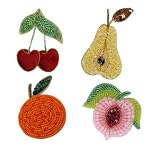1set Fruits Beaded Sew on Patches Sequins Rhinestone Sew on Embroidery DIY Costume Craft Applique Hand-Beaded Patchwork (A)