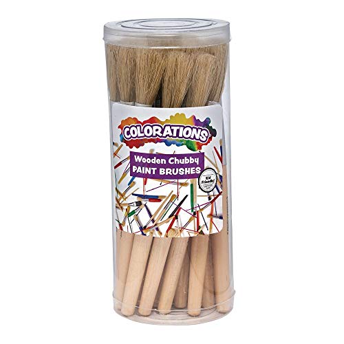 Colorations® Classic Wooden Chubby Paint Brushes For Children, All-Purpose Paint Brushues, Use For Arts & Crafts Projects And All Types Of Paint Mediums, Set Of 24 Brushes, Kids Paint Brushes #TOP6