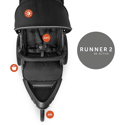 hauck Runner 2 - Robust All Terrain Stroller with XL Pneumatic Air Wheels, UPF 50+, Reclining Backrest from Birth up to 48.5 lbs., Height Adjustable Handle, XL Mesh Window - Image 6