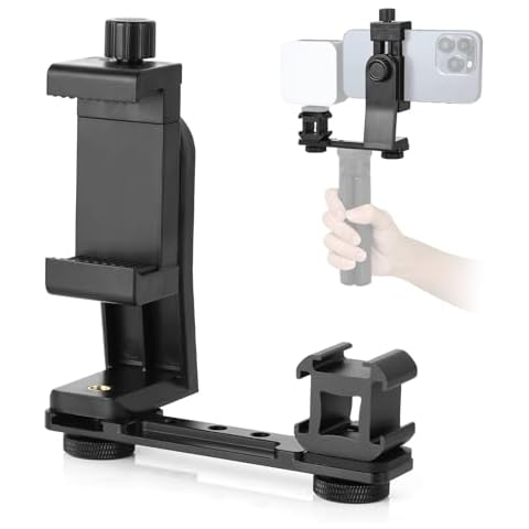 UTEBIT Phone Holder with Extension Rod 3 Port Cold Shoe Mount for DJI Osmo Pocket 3 Adapter Tripod Microphone Flash Light Cover